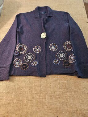 Boden Blue Embroidered Sweater